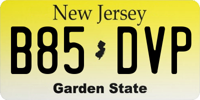 NJ license plate B85DVP