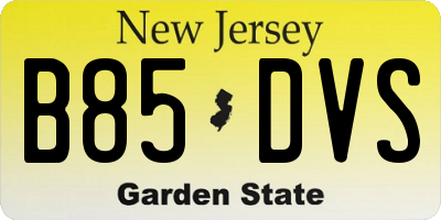 NJ license plate B85DVS