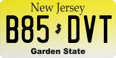 NJ license plate B85DVT