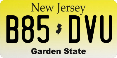 NJ license plate B85DVU
