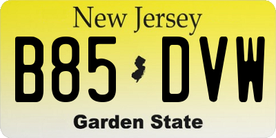NJ license plate B85DVW