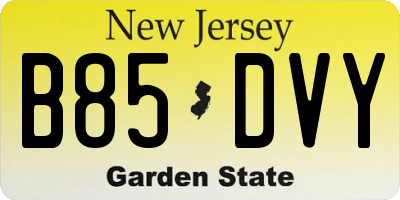 NJ license plate B85DVY