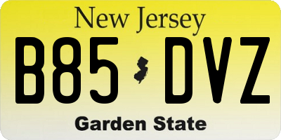 NJ license plate B85DVZ