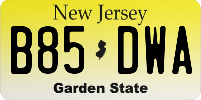 NJ license plate B85DWA