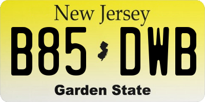 NJ license plate B85DWB