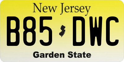 NJ license plate B85DWC