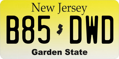 NJ license plate B85DWD