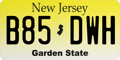 NJ license plate B85DWH