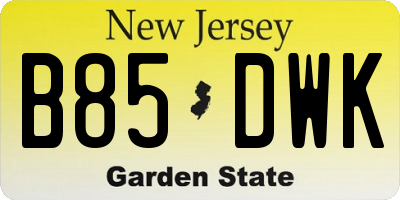 NJ license plate B85DWK