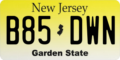 NJ license plate B85DWN