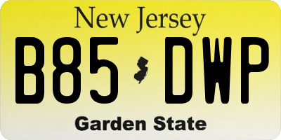 NJ license plate B85DWP
