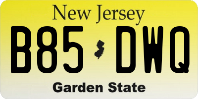 NJ license plate B85DWQ