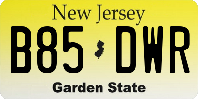 NJ license plate B85DWR