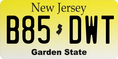 NJ license plate B85DWT