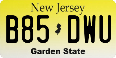 NJ license plate B85DWU