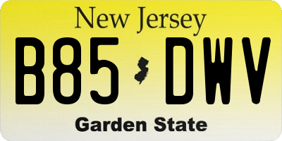 NJ license plate B85DWV