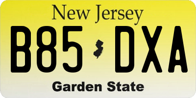 NJ license plate B85DXA