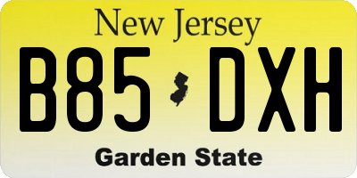 NJ license plate B85DXH