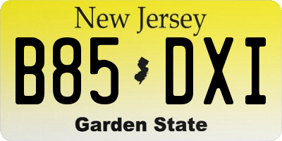 NJ license plate B85DXI