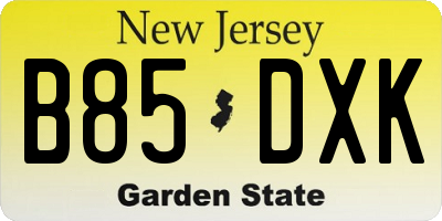 NJ license plate B85DXK
