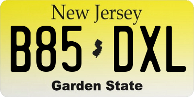 NJ license plate B85DXL