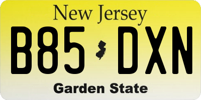 NJ license plate B85DXN
