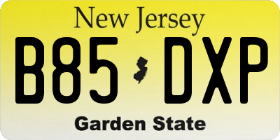 NJ license plate B85DXP