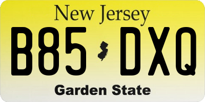 NJ license plate B85DXQ