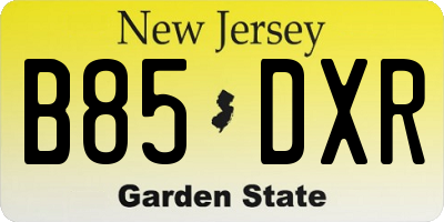 NJ license plate B85DXR