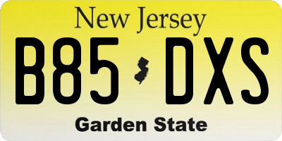 NJ license plate B85DXS