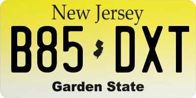 NJ license plate B85DXT