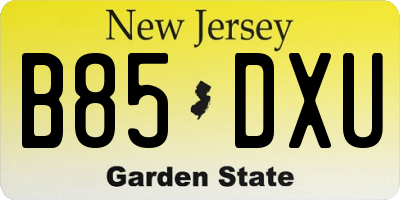 NJ license plate B85DXU