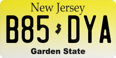 NJ license plate B85DYA