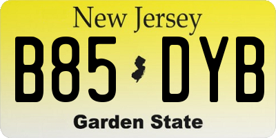 NJ license plate B85DYB