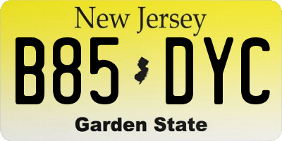 NJ license plate B85DYC
