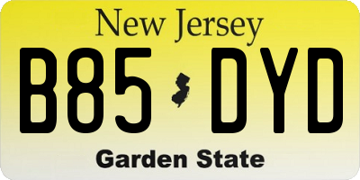 NJ license plate B85DYD