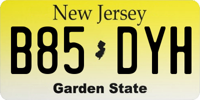 NJ license plate B85DYH