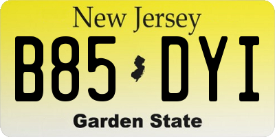 NJ license plate B85DYI