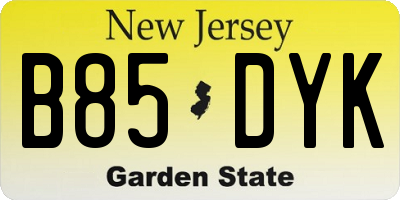 NJ license plate B85DYK