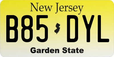 NJ license plate B85DYL