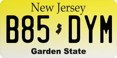 NJ license plate B85DYM
