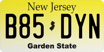 NJ license plate B85DYN