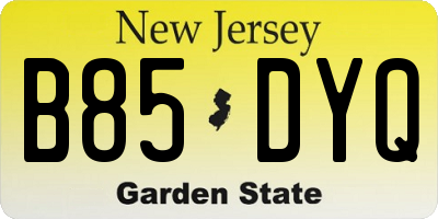 NJ license plate B85DYQ