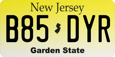 NJ license plate B85DYR