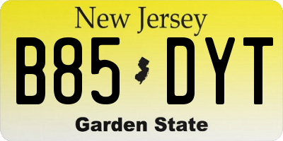 NJ license plate B85DYT