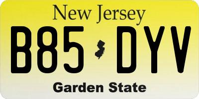 NJ license plate B85DYV