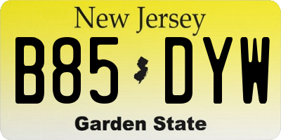 NJ license plate B85DYW