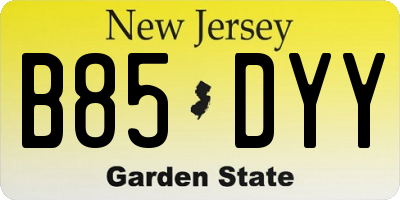 NJ license plate B85DYY