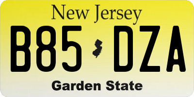 NJ license plate B85DZA