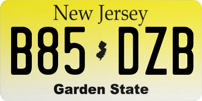 NJ license plate B85DZB